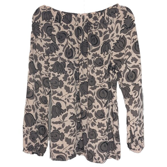 Ann Taylor Loft Pink and Gray Floral Chiffon Blouse - Picture 2 of 6